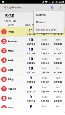 LapMonitor android App screenshot 2